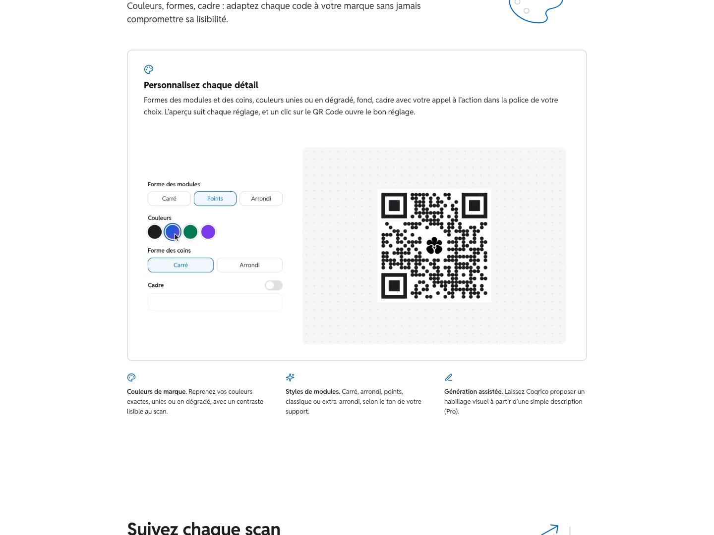 Coqrico QR code customisation