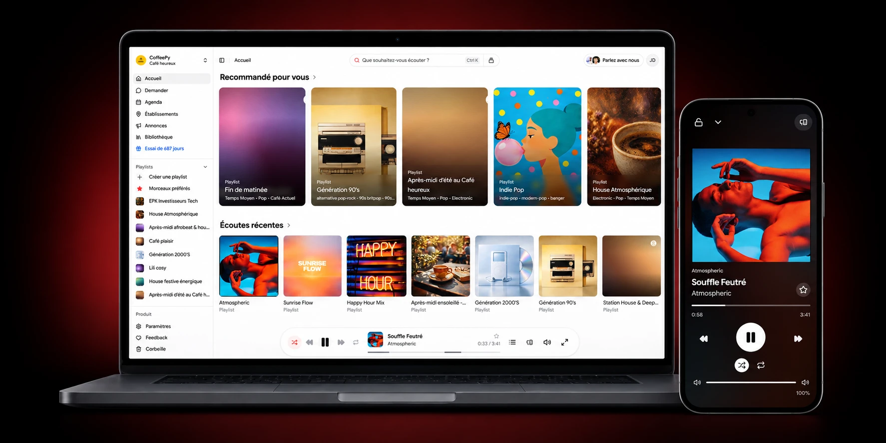 Yupy web app and mobile player