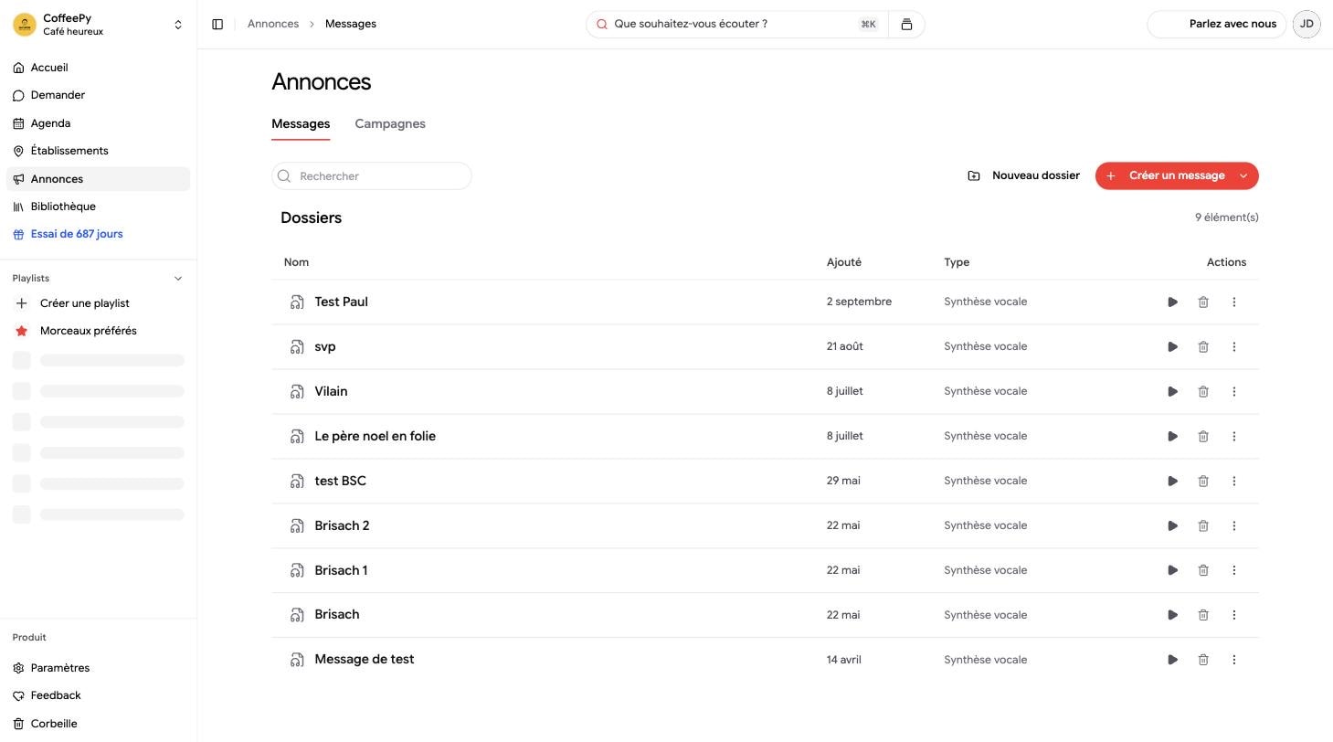 Yupy audio announcements